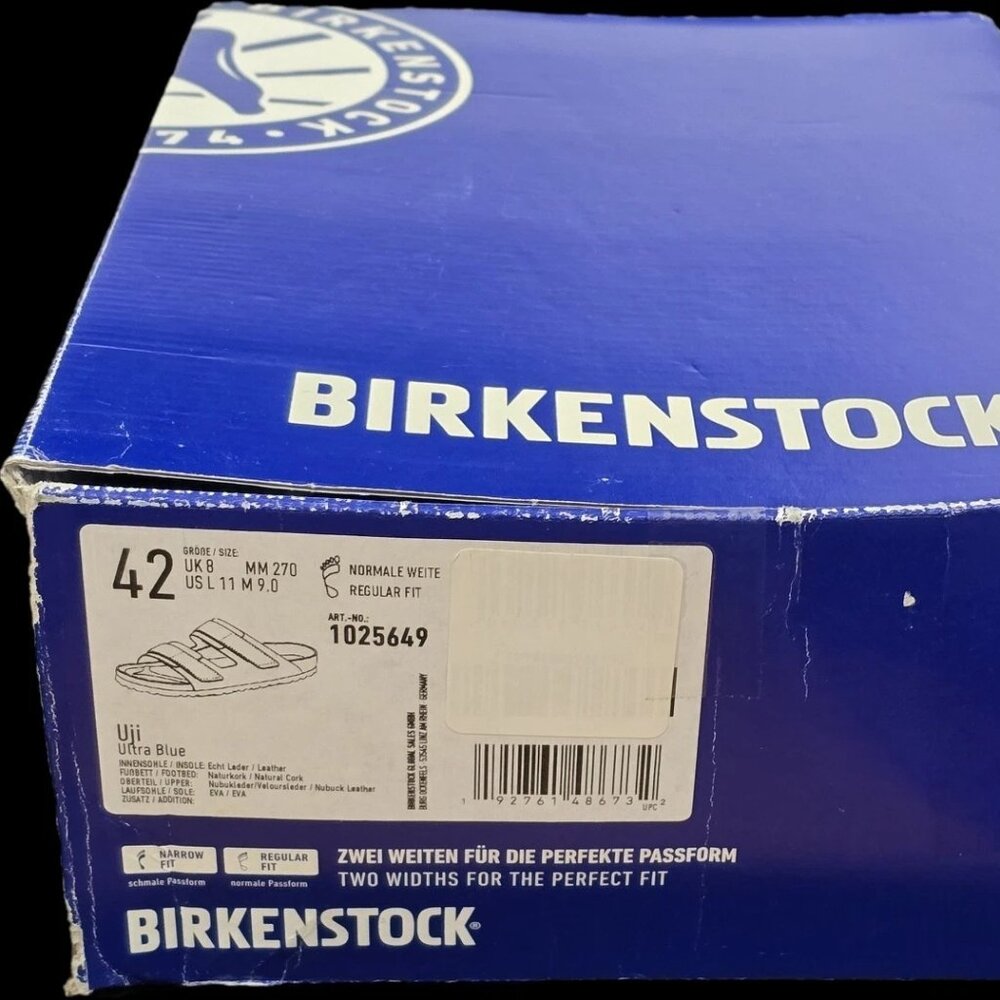 $ 150- Birkenstock UJI Nubuck/Suede Leather Slide Sandals 1025649 Blue- Unisex - Picture 7 of 9